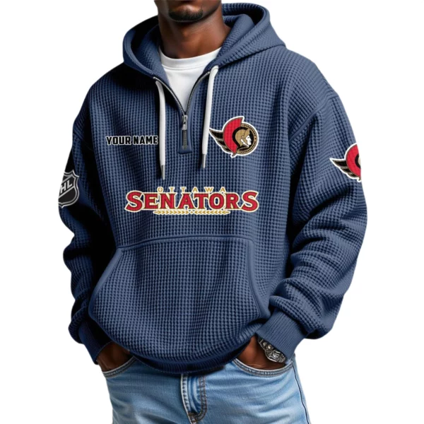 Ottawa Senators Waffle Knit Hoodie Quarter Zip 2026 Limited Personalize Name