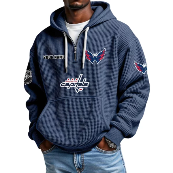 Washington Capitals Waffle Knit Hoodie Quarter Zip 2026 Limited Personalize Name