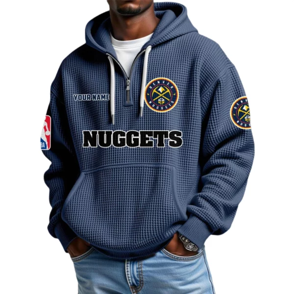 Denver Nuggets Waffle Knit Hoodie Quarter Zip 2026 Limited Personalize Name