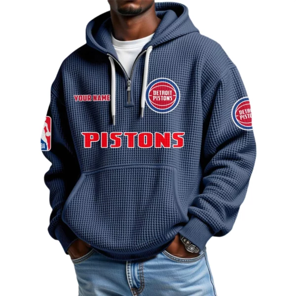 Detroit Pistons Waffle Knit Hoodie Quarter Zip 2026 Limited Personalize Name