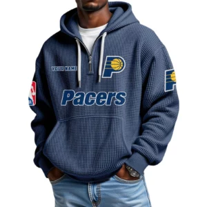 Indiana Pacers Waffle Knit Hoodie Quarter Zip 2026 Limited Personalize Name