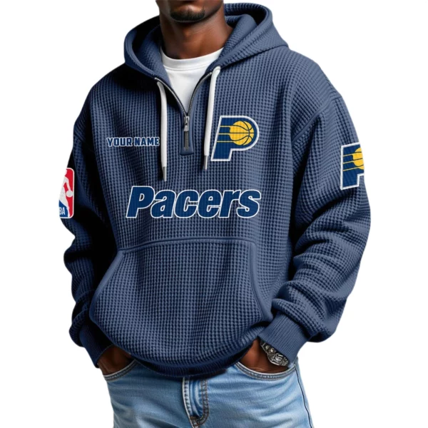 Indiana Pacers Waffle Knit Hoodie Quarter Zip 2026 Limited Personalize Name
