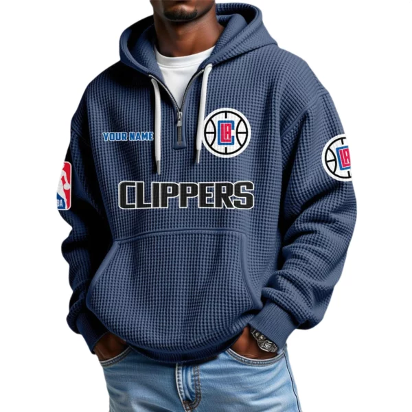 Los Angeles Clippers Waffle Knit Hoodie Quarter Zip 2026 Limited Personalize Name