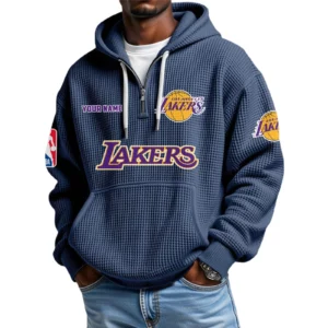 Los Angeles Lakers Waffle Knit Hoodie Quarter Zip 2026 Limited Personalize Name