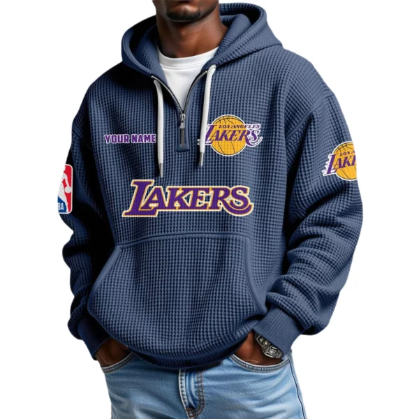 Los Angeles Lakers Waffle Knit Hoodie Quarter Zip 2026 Limited Personalize Name