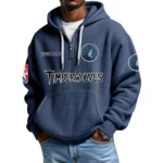 Minnesota Timberwolves Waffle Knit Hoodie Quarter Zip 2026 Limited Personalize Name