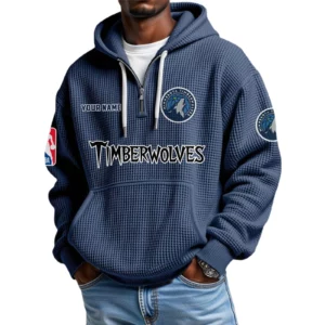 Minnesota Timberwolves Waffle Knit Hoodie Quarter Zip 2026 Limited Personalize Name