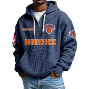 New York Knicks Waffle Knit Hoodie Quarter Zip 2026 Limited Personalize Name