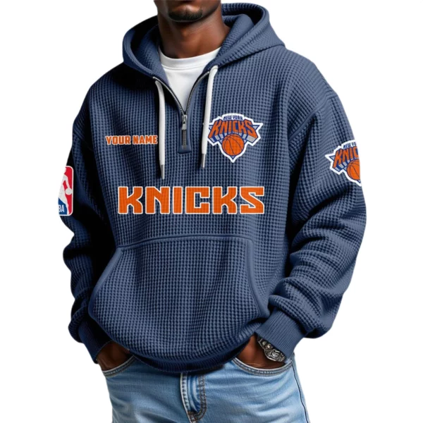 New York Knicks Waffle Knit Hoodie Quarter Zip 2026 Limited Personalize Name