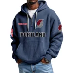 Portland Trail Blazers Waffle Knit Hoodie Quarter Zip 2026 Limited Personalize Name