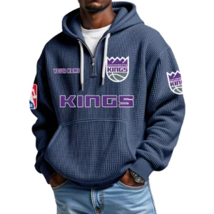 Sacramento Kings Waffle Knit Hoodie Quarter Zip 2026 Limited Personalize Name