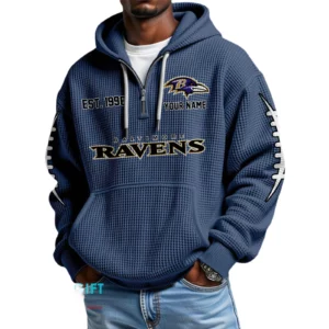 Baltimore Ravens Waffle Knit Hoodie Quarter Zip 2026 Limited Personalize Name