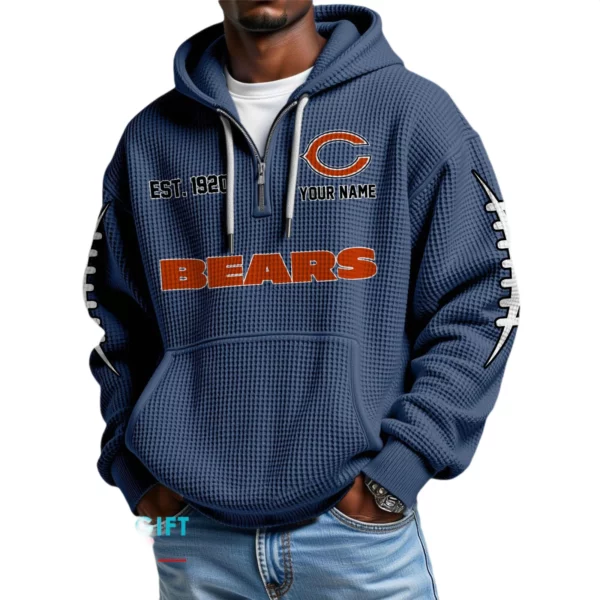 Chicago Bears Waffle Knit Hoodie Quarter Zip 2026 Limited Personalize Name