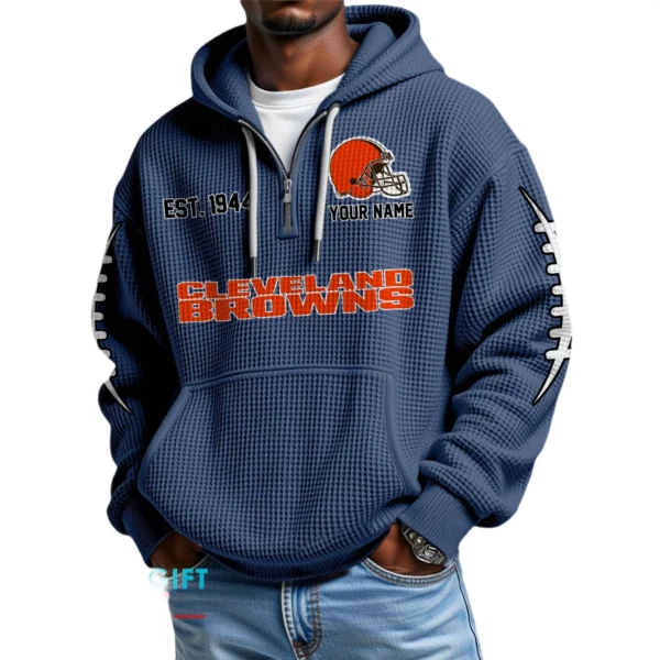 Cleveland Browns Waffle Knit Hoodie Quarter Zip 2026 Limited Personalize Name