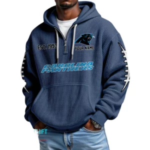 Carolina Panthers Waffle Knit Hoodie Quarter Zip 2026 Limited Personalize Name