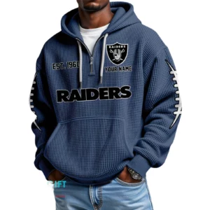 Las Vegas Raiders Waffle Knit Hoodie Quarter Zip 2026 Limited Personalize Name