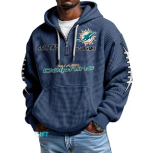 Miami Dolphins Waffle Knit Hoodie Quarter Zip 2026 Limited Personalize Name