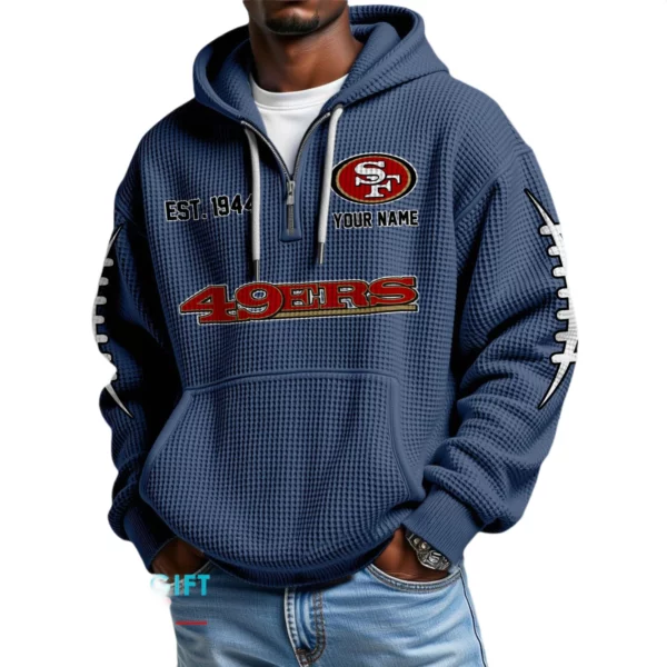 San Francisco 49ers Waffle Knit Hoodie Quarter Zip 2026 Limited Personalize Name