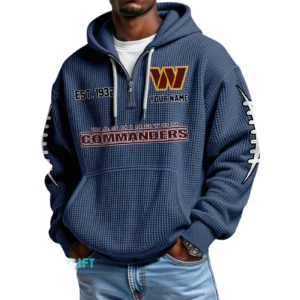 Washington Commanders Waffle Knit Hoodie Quarter Zip 2026 Limited Personalize Name