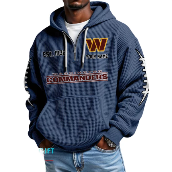 Washington Commanders Waffle Knit Hoodie Quarter Zip 2026 Limited Personalize Name