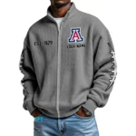 Arizona Wildcats Men’s Full Zip Waffle Knit Long Sleeve Sweatshirt Personalize Name