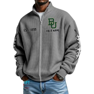 Bay lor Bears Full Zip Waffle Knit Long Sleeve Sweatshirt Personalize Name
