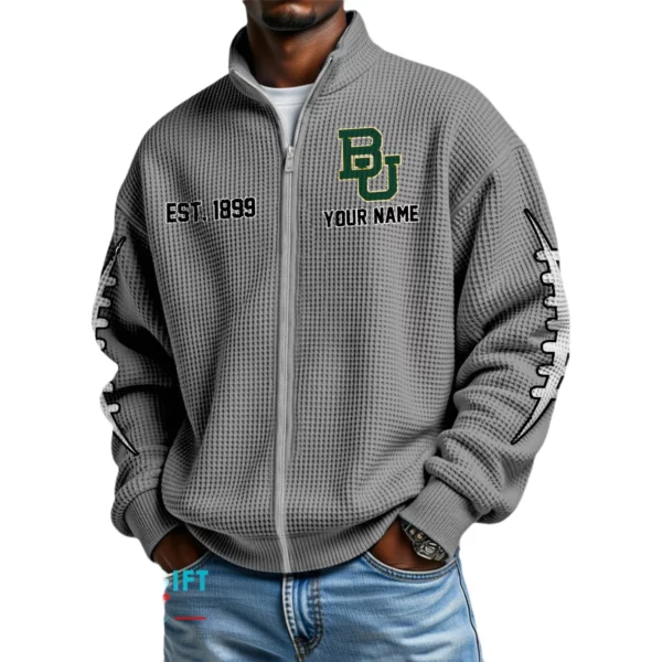 Bay lor Bears Full Zip Waffle Knit Long Sleeve Sweatshirt Personalize Name