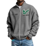 South Florida Bulls Men’s Full Zip Waffle Knit Long Sleeve Sweatshirt Personalize Name