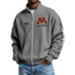 Minnesota Golden Gophers Men’s Full Zip Waffle Knit Long Sleeve Sweatshirt Personalize Name