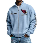 Arizona Cardinals Men’s Full Zip Waffle Knit Long Sleeve Sweatshirt Personalize Name
