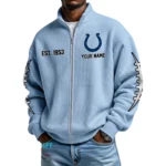 Indianapolis Colts Men’s Full Zip Waffle Knit Long Sleeve Sweatshirt Personalize Name
