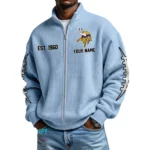 Minnesota Vikings Men’s Full Zip Waffle Knit Long Sleeve Sweatshirt Personalize Name