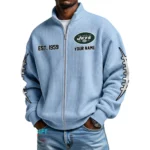 New York Jets Men’s Full Zip Waffle Knit Long Sleeve Sweatshirt Personalize Name