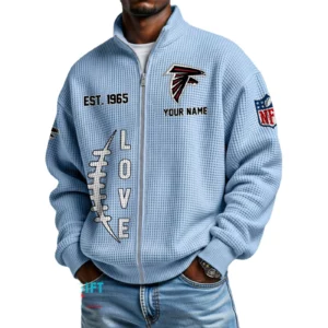 Atlanta Falcons Men’s Full Zip Waffle Knit Long Sleeve Sweatshirt 2026 Limited Personalize Name
