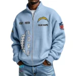 Los Angeles Chargers Men’s Full Zip Waffle Knit Long Sleeve Sweatshirt 2026 Limited Personalize Name