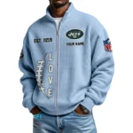 New York Jets Men’s Full Zip Waffle Knit Long Sleeve Sweatshirt 2026 Limited Personalize Name