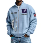 New York Giants Men’s Full Zip Waffle Knit Long Sleeve Sweatshirt 2026 Limited Personalize Name