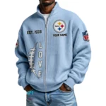 Pittsburgh Steelers Men’s Full Zip Waffle Knit Long Sleeve Sweatshirt 2026 Limited Personalize Name