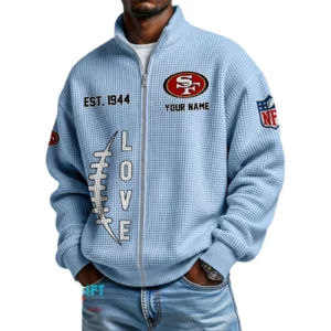 San Francisco 49ers Men’s Full Zip Waffle Knit Long Sleeve Sweatshirt 2026 Limited Personalize Name