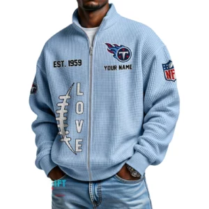 Tennessee Titans Men’s Full Zip Waffle Knit Long Sleeve Sweatshirt 2026 Limited Personalize Name