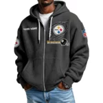 Pittsburgh Steelers Men’s Waffle Knit Full Zip Up Hoodie Customize Name