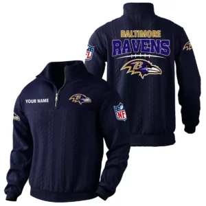 Baltimore Ravens Quarter Zip Sweatshirt Stand Collar Custom Name