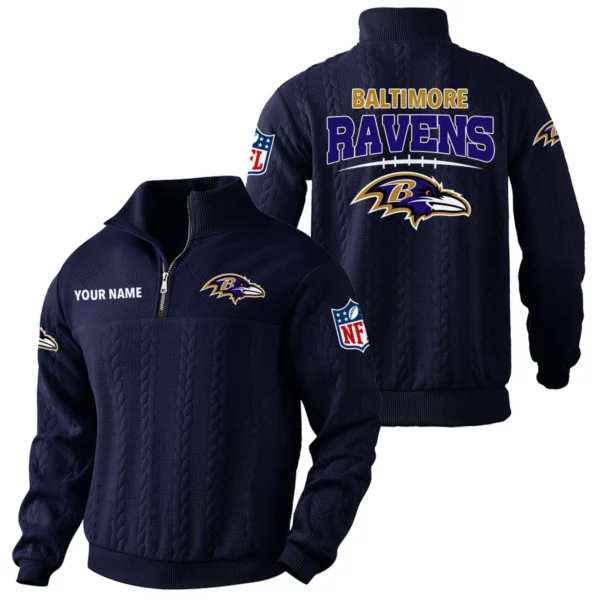 Baltimore Ravens Quarter Zip Sweatshirt Stand Collar Custom Name