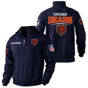 Chicago Bears Quarter Zip Sweatshirt Stand Collar Custom Name