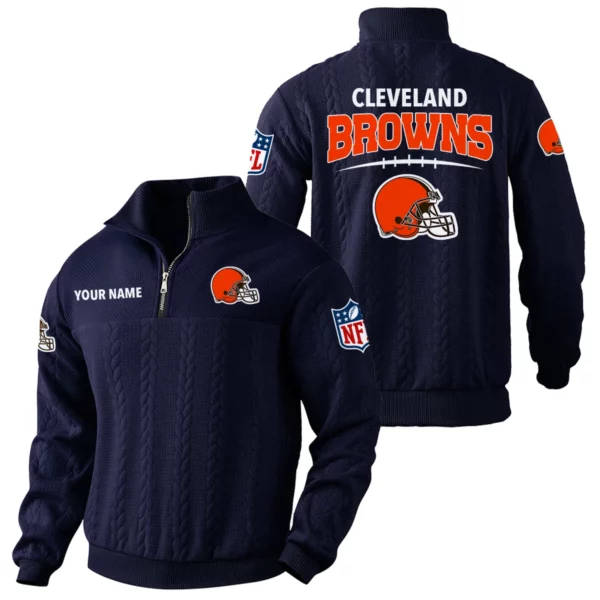Cleveland Browns Quarter Zip Sweatshirt Stand Collar Custom Name