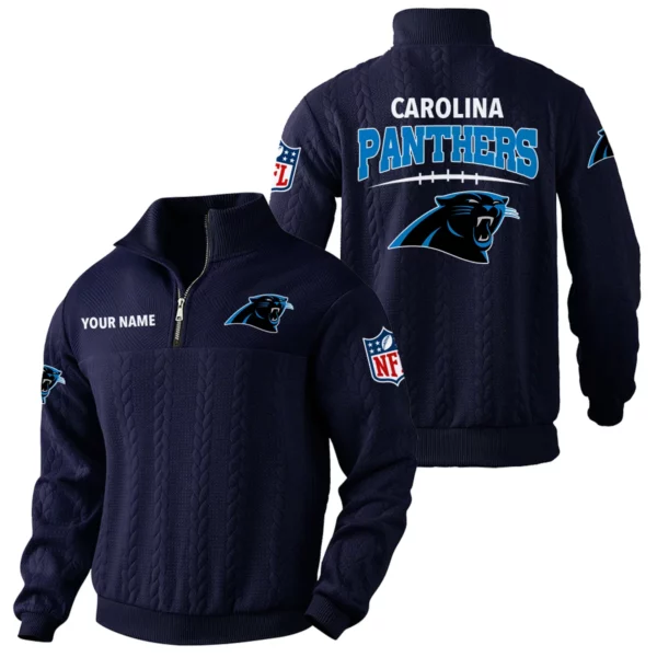 Carolina Panthers Quarter Zip Sweatshirt Stand Collar Custom Name
