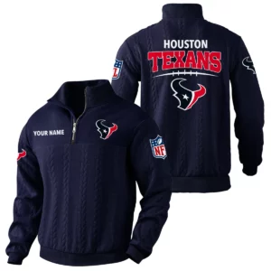 Houston Texans Quarter Zip Sweatshirt Stand Collar Custom Name