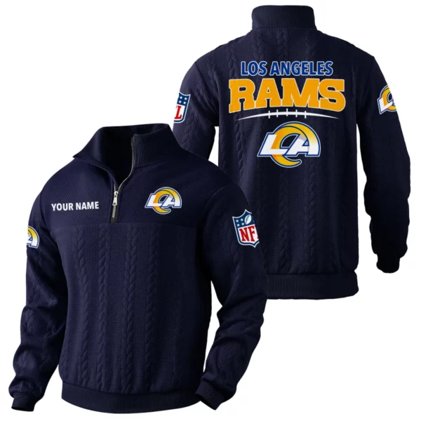 Los Angeles Rams Quarter Zip Sweatshirt Stand Collar Custom Name