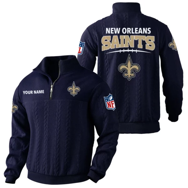 New Orleans Saints Quarter Zip Sweatshirt Stand Collar Custom Name