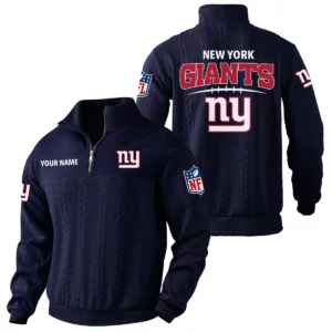 New York Giants Quarter Zip Sweatshirt Stand Collar Custom Name